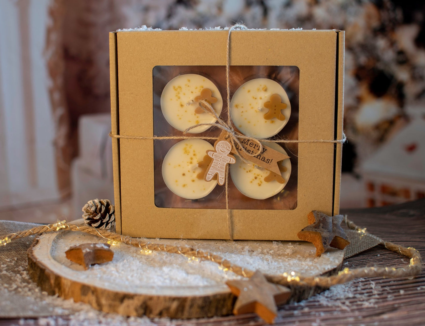 Gingerbread tealight set - 4 pieces - large